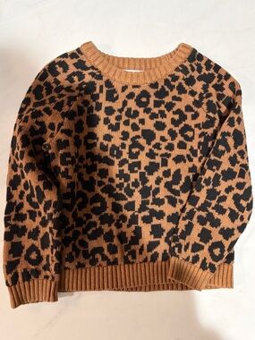 Old Navy Leopard Print Knit Sweater in Camel and Black